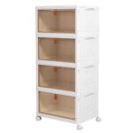 4 Tier Plastic Storage Bins with Lid 23QT, Stackable Storage Containers with Wheels, Folding Storage Boxes, Stackable Storage Bins, Closet Organizers and Storage for Living Room,Office,Dorm