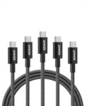 Anker USB C to USB C Cable, Type C Charging Cord Fast Charge(6FT*5,100W), for iPhone 16/16 pro, MacBook and More(USB 2.0,Black)