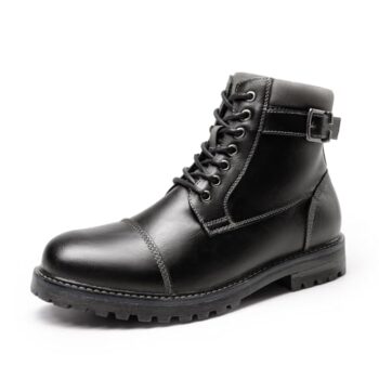 Bruno Marc Men's Motorcycle Combat Oxford Boot Fur Lining Warm Zipper Boots,Size 9,Engle-05-black,ENGLE-05