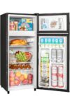 Double Door Refrigerator with Freezer, 4.5 Cu.Ft, Small Fridge with Freezer, 7 Settings Temperature Adjustable, Mini Refrigerator for Apartment Bedroom Dorm and Office (4.5 Cu.Ft, Black)