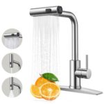 FORIOUS Brushed Nickel Kitchen Faucet with Pull-Down Sprayer and 3-in-1 Function