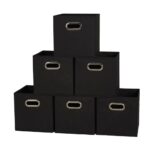 Household Essentials Foldable Fabric Storage Bins Set of 6 Black Cubes