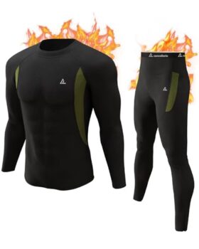 Men's Thermal Underwear Set Base Layer Top and Bottom