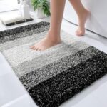 OLANLY Bathroom Rug Mat 30x20, Extra Soft and Absorbent Microfiber Bath Rugs, Non-Slip Plush Shaggy Bath Carpet, Machine Wash Dry, Bath Mats for Bathroom Floor, Tub and Shower, Black