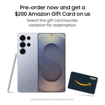 SAMSUNG Galaxy S25 Ultra Cell Phone + $200 Amazon Gift Card, 256GB AI Smartphone, Unlocked Android, 200MP AI Camera, S Pen, Fast Processor, Long Battery Life, 2025, Titanium Silverblue