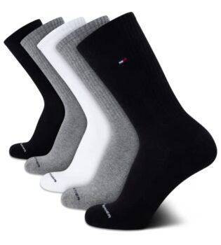 Tommy Hilfiger Men's Crew Socks - 5 Pack Performance Stretch Cushion Crew Socks - Athletic Socks for Men (Shoe Size: 7-12), Size 7-12, Black/White/Grey