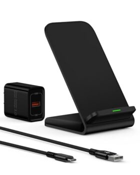 15w Anrdoid Wireless Charging Stand for Google Pixel 9 Pro XL 8 Pro 7 pro 7a 7 6 pro, QI Wireless Charger Station for Samsung Galaxy S24 S23 S22 Ultra Apple iPhone 15 14 13 Power Adapter Included