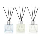 3 Pack Fragrance Reed Diffuser, 50ML Lavender Jasmine Patchouli Aromatherapy Diffuser Set with 12 Black Fiber Sticks,Air Freshener for Bedroom Bathroom Office, 8.2X 6.6X 2.1 inch