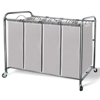 4-Section Rolling Laundry Sorter with Wheels