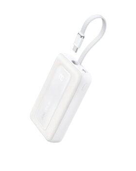 Anker Zolo Portable Charger, 10,000mAh 30W Power Bank with Built-in Lanyard USB-C Cable for Travel, Fast Charging Battery Pack for iPhone 16/15 Series, MacBook, Galaxy, iPad, and More