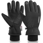 anqier -30℉ Winter Gloves Touchscreen Thermal Gloves for Skiing Running Hiking Waterproof Windproof Gloves for Men Women Black Small