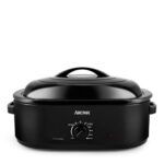 AROMA 18Qt. Roaster Oven with Self-Basting Lid, Fits 22-lb. Turkey, Adjustable Temperature Settings, Keep Warm Setting, Black (ART-718B)