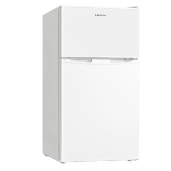 BANGSON Mini Fridge with Freezer, 2 Door Small Refrigerator with Freezer, Mini Fridge for Bedroom, 3.2 CU.FT, For Home, Office, Dorm, Garage or RV, (White)