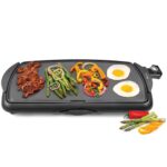 BELLA Electric Griddle & Flat Grill with Nonstick Large Cooking Surface and Removable Probe for Eggs, Tortillas, Pancake and more, 10.5" x 20", Black