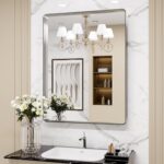 Brushed Nickel Rounded Rectangle Bathroom Mirror