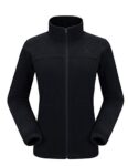 CAMEL CROWN Women Full Zip Fleece Jackets with Pockets Soft Polar Fleece Coat Jacket Sweater for Spring Outdoor New Black L