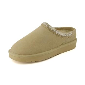 CUSHIONAIRE Keto Womens Slippers- Genuine Suede Cozy & Stylish, Memory Foam & Faux Shearling Winter Slippers for Women BISCUIT 8