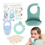DORATU Baby Feeding Set, Baby Fruit Feeder for Batch Preparation of New Foods,Breast Milk Popsicle Moulds, Silicone Teething Toys, Silicone Bibs,Bpa Free,Dishwasher Safe