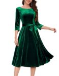 DRESSTELLS Dark Green Velvet Dress - Women's