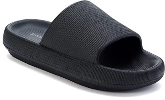 Joomra Womens Shower Slippers Slides Cushion for Mens Foam Female Pillow House Slipers Pool Beach Spa Garden Sandals for Ladies Male Sandles Black 42-43