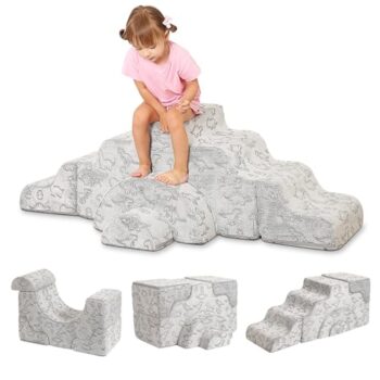 MOMCAYWEX Kids Play Couch, Modular Toddler Couch for Climb Crawl, Convertible Glow Sofa, Multifunctional Foam Furniture for Playroom Bedroom