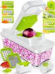 PrepNaturals Vegetable Chopper with Container, Veggie Chopper, Food Chopper & Onion Chopper - Mandoline Slicer for Kitchen (12 in 1, White)