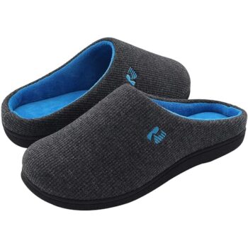 RockDove Men's Original Two-Tone Memory Foam Slipper, Size 7-8 US Men, Dark Grey/Blue