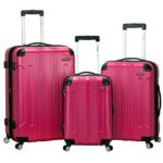 Rockland London Hardside Expandable Luggage with Spinner Wheels, Pink, 28-24-20-Inch