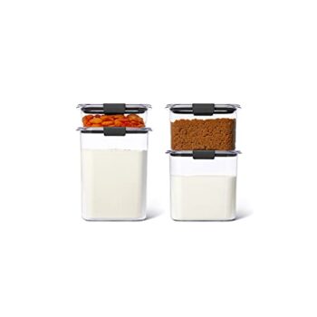 Rubbermaid Brilliance Pantry Food Storage Containers, Set of 4 (8 Pieces Total), Clear