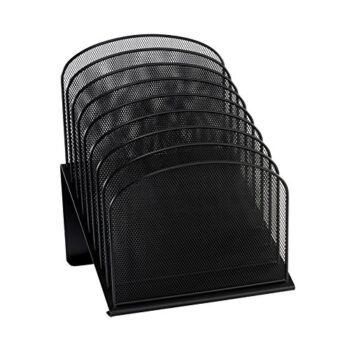 Safco Onyx Desk Organizer, 8 Tiered Vertical Compartments, Office and Classroom Mailbox , Paper and Mail Sorter, Steel Mesh, Black