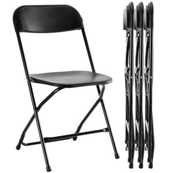 Sweetcrispy Folding Chair 4 Pack, Plastic Foldable Chairs with 330-Pound Capacity, Sturdy Metal Portable Chair, Easy to Use and Store, Outdoor and Indoor, for Home, Office, Party, Comfy, Black