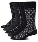 Tommy Hilfiger Men's Dress Socks - 5 Pack Lightweight Patterned Comfort Crew Socks for Men - Mens Long Work Socks (Size 7-12), Size 7-12, Black Assorted