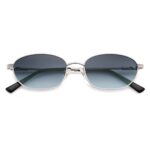 Appassal Retro Small Oval Sunglasses For Women Men Hexagonal Rectangle Metal Sun Glasses AP3716 Silver/Blue