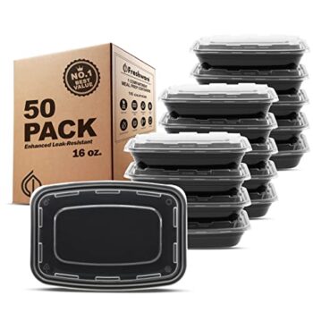 Freshware 50-Pack Meal Prep Containers, 16 oz