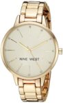 Nine West Gold-Tone Crystal Bracelet Watch