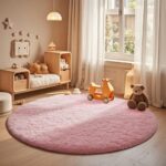 Ophanie 4Ft Pink Round Fluffy Rug