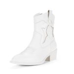 Vepose Women's White Embroidered Cowboy Boots