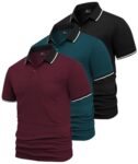 3 Pack Men's Moisture-Wicking Polo Shirts