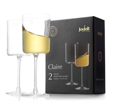 JoyJolt Claire 11.4oz White Wine Glass Set
