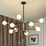 KAISITE 10-Light Sputnik Chandelier - Black & Gold