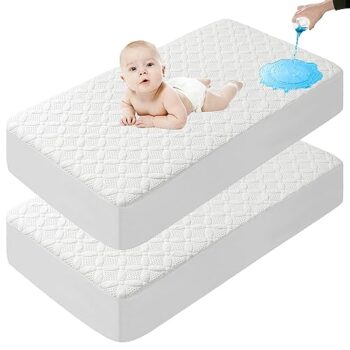 Lunsing 2 Pack Waterproof Crib Mattress Protectors