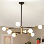 Mid Century Black and Gold Sputnik Chandelier