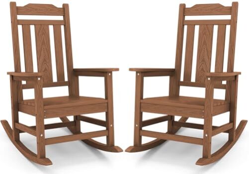 SERWALL HDPE Patio Rocking Chair Set