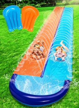Sloosh 32.5FT Double Water Slide with Sprinkler