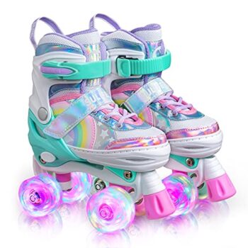 SULIFEEL Adjustable Light-Up Unicorn Roller Skates