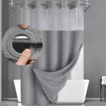 YellyHommy Grey Waffle Shower Curtain Set