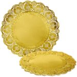 Juvale 60 Pack Gold Lace Paper Placemats