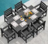 SERWALL 7-Piece Outdoor Dining Set, Black