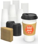 Dealusy 100 Pack 16 oz Disposable Coffee Cups