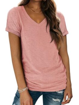 T Shirts Short Sleeve V Neck